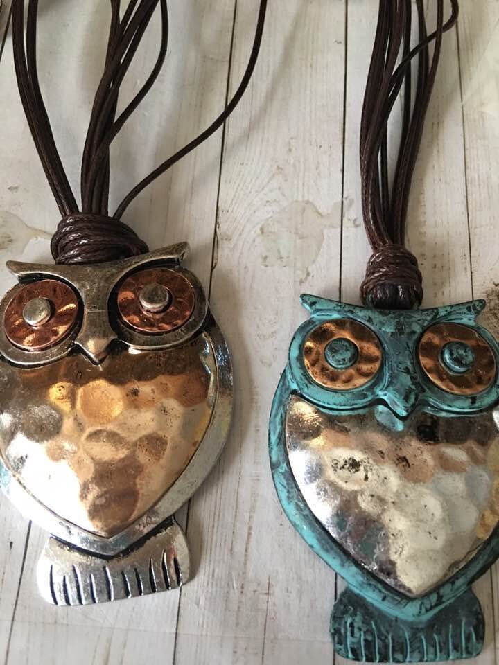 Owl Necklace,Owl Lovers Gift,Layered Owl Necklace,Patina Owl Pendant Necklace,Owl Statement Jewelry,
