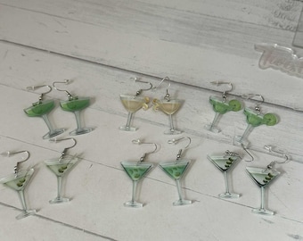 Margarita Earrings,Cinco De Mayo,Cocktail Earrings,Bartender Gift,Happy Hour,Gift for Her,Martini,Tropicial Drink,Acrylic Cocktail Glass