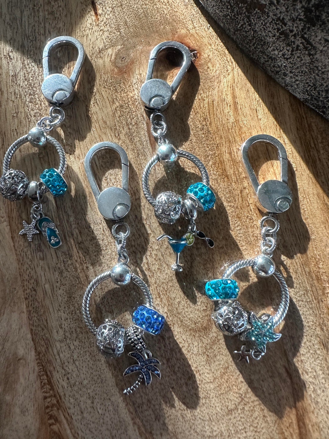 Coastal Purse Clips,beachy Bag Clips,sparkly Palm Tree Clips,starfish