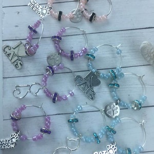 Cat Wine Glass Charms,Cat Lovers Gift,Cat Wine Charms,I Love Cats Wine Charms,Kitty Wine Charms,Feline Wine Charms,Cat Drink Charms,