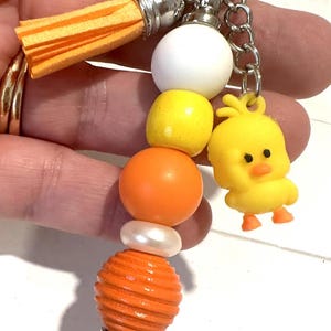 Yellow Duck Keychain,Silicone Bead tassel Keyring,Ducky,Mini Duck Keychain,Duck Lover,Jeep Duck,Cruise Duck,Gift for her,Baby Chick,Easter