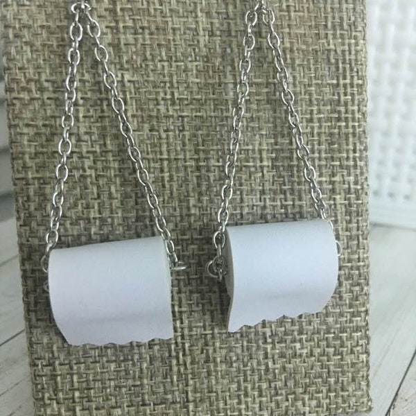 Toilet Paper Earrings,T paper Earrings,Funny Earrings,Joke Earrings,Quirky Earrings,Bathroom Tissue Earrings,Gag Gift,Oddity Earrings,TP,