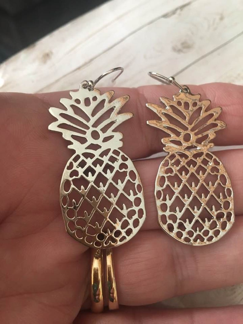 Pineapple Earrings,Silver Pineapple Dangle Earrings,Tropical Jewelry,Pineapples,Cut Out Pineapple Earrings,Fruit,Ananas,Gift for her image 3