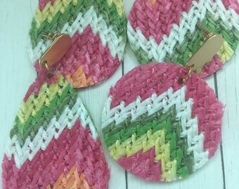 Colorful Chevron Woven Earrings: Lightweight Summer Jewelry