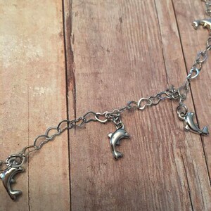 Dolphin Anklet,Dolphin Heart Anklet, Sealife Anklet,Dolphin Body Jewelry,Coastal Anklet image 4