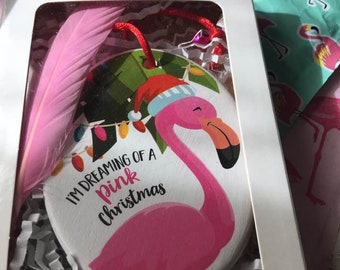Dreaming of a Pink Christmas Ornament,Flamingo Ornament,Tropical Holiday,Legend of a Flamingo Ornament,Tropical Ornament,Christmas Flamingo