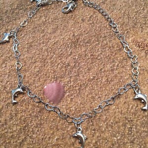 Dolphin Anklet,Dolphin Heart Anklet, Sealife Anklet,Dolphin Body Jewelry,Coastal Anklet image 3