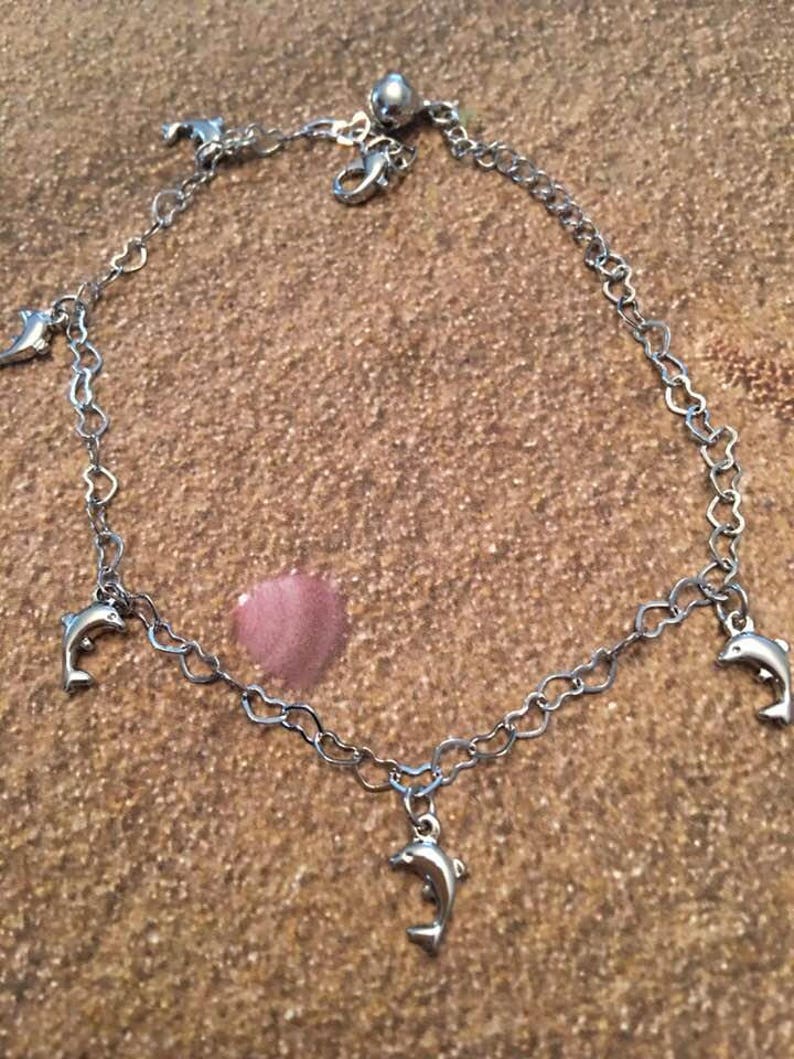 Dolphin Anklet,Dolphin Heart Anklet, Sealife Anklet,Dolphin Body Jewelry,Coastal Anklet image 3