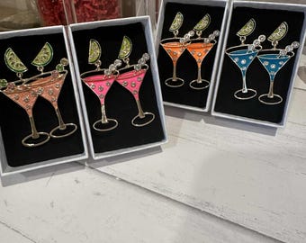 Martini Earrings,Cinco De Mayo,Cocktail Earrings,Bartender Gift,Happy Hour,Gift for Her,Colorful Large Drink Jewelry,Tropicial Drink Earring