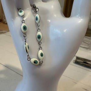 Silver Evil Eye Link Bracelet,Evil Eye Jewelry,Protection,Evil Eye,Gift for her,Kabbalah,Judaica,Israeli,Tiny Evil Eye Charm Bracelet,