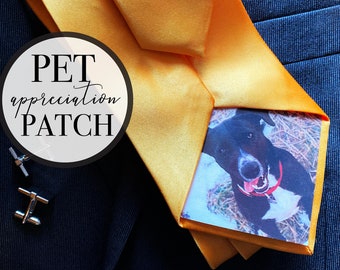 Custom Photo Tie Patch Label | Pet Appreciation | Father of the Bride | Your Little Girl | Anniversary Present | Iron-On Option | Groom |