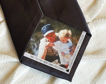 Parche de corbata de foto personalizado / Padre de la novia / Regalo del novio / Corbatas para / Aniversario / Padre del novio / Parches de regalos del padre de la boda