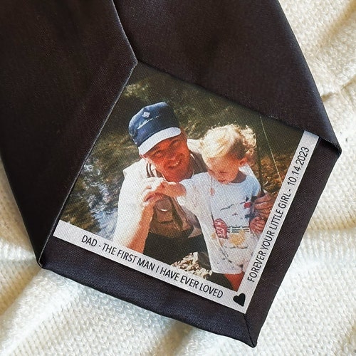 Écusson photo personnalisé pour cravate | Père de la mariée | Cadeau pour le marié | Cravates pour | Anniversaire | Père du marié | Patchs cadeaux de mariage pour père de famille