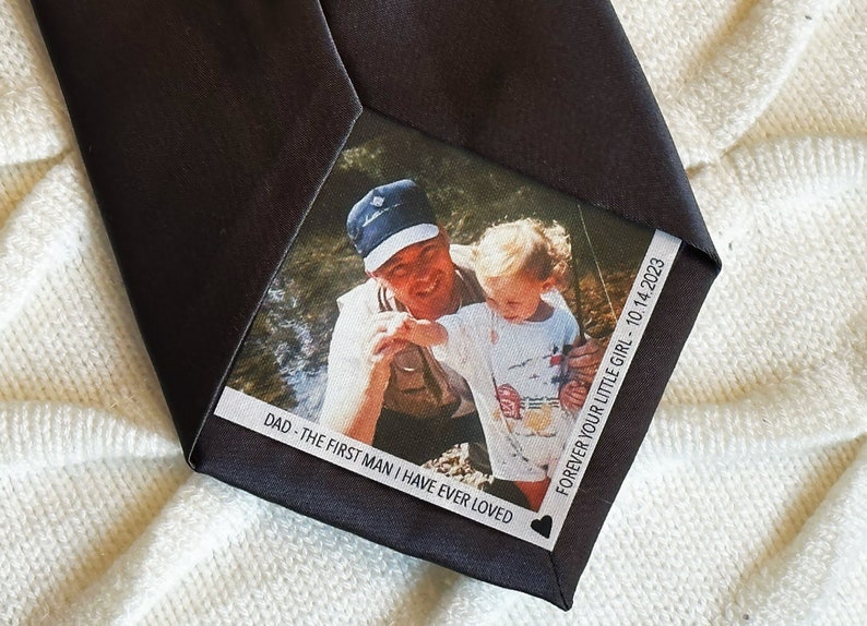 Custom Photo Tie Patch Father of the Bride Groom Gift Neck Ties for Anniversary Father of the Groom Wedding Father Gifts Patches image 1