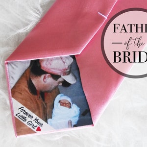 Custom Photo Tie Patch Father of the Bride Groom Gift Neck Ties for Anniversary Father of the Groom Wedding Father Gifts Patches image 9