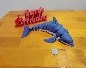 3D Printed Articulated Dolphin – Sparkle Fantasy Flexi Toy, Realistic Sea Animal Fidget - Realistic Fantasy Creature Toy - Unique Decor