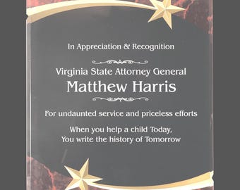 Custom Shooting Star Acrylic Plaque – Red, Green, or Blue Marble Award (7"x9")