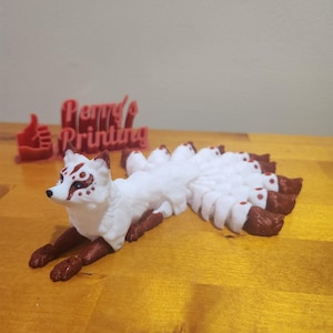 Mythical Kitsune Fox | 3D Printed Nine Tailed Spirit Fox | Articulated Poseable Toy | Japanese Fox Figure Fantasy Animal - Toy or Decor