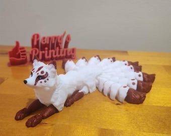 Mythical Kitsune Fox | 3D Printed Nine Tailed Spirit Fox | Articulated Poseable Toy | Japanese Fox Figure Fantasy Animal - Toy or Decor