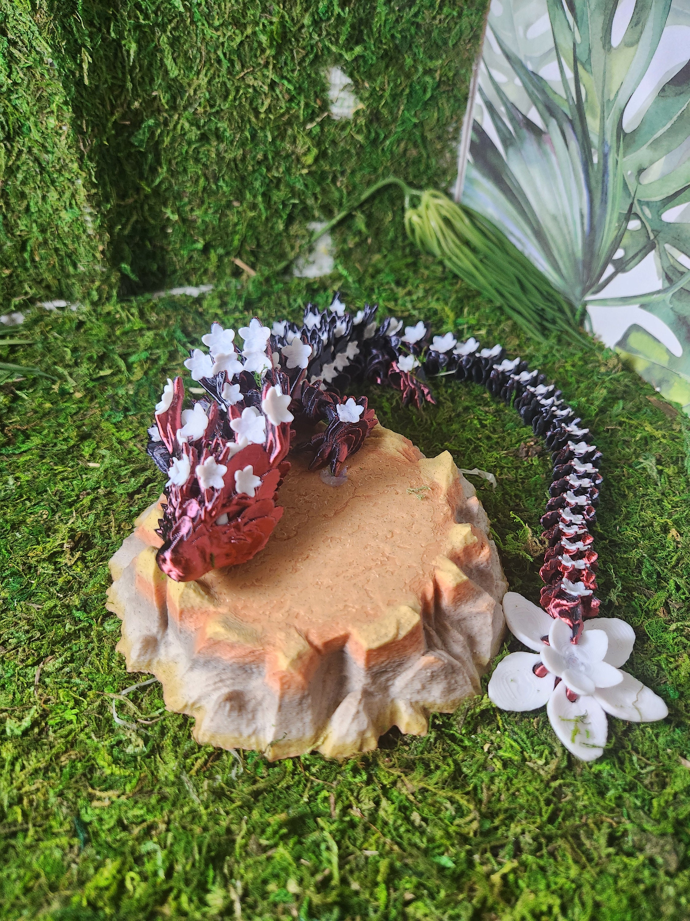 Jouet flexible flexible dragon en fleurs de cerisier, dragon Sakura articulé, jouet de bureau imprimé 3D TDAH, cadeau pour amoureux des dragons, jouet sensoriel de soulagement du stress - France