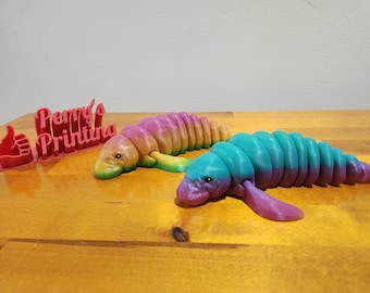 3D Printed Articulated Manatee – Rainbow Fantasy Flexi Toy, Realistic Sea Animal Fidget - Realistic Fantasy Creature Toy - Unique Decor