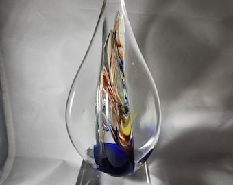 Hand-Blown Engraved Art Glass Sculpture Award with Customization (3-1/2" x 7-1/8")