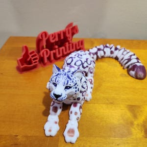 Articulated Snow Leopard – Sparkle Rainbow Aurora Fantasy Flexi Toy, Realistic Big Cat Fidget - Realistic Fantasy Animal Toy - Fantasy Decor