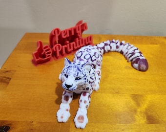 Articulated Snow Leopard – Sparkle Rainbow Aurora Fantasy Flexi Toy, Realistic Big Cat Fidget - Realistic Fantasy Animal Toy - Fantasy Decor