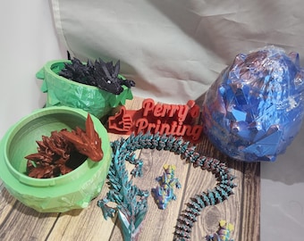 Mystery Dragon Egg: Articulated 3D Printed Crystal Dragons with Mini Figure