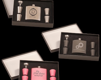 Custom Engraved Stainless Steel Flask Set – Personalized Gift Box