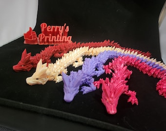 3D Printed Crystal Dragon Figurine: Articulated Fantasy Toy