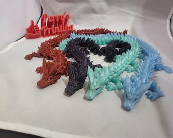 3D Printed Articulated Crystal Dragon Toy | Fantasy Flexible Dragon Figurine | Unique Gift for Dragon Lovers & DnD Fans - Colored Eyes