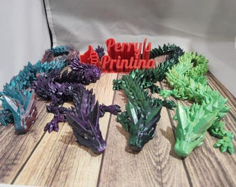 Colorful Articulated Dragon Toy - Handcrafted for Dragon Lovers and Tabletop RPG Players 3D Printed Articulated Crystal Dragon Toy