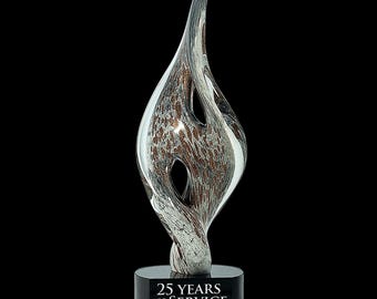 15" Spire Twist Art Glass Award – Corporate Recognition Sculpture Trophy
