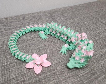 3D Printed Cherry Blossom Fidget Dragon | Articulated Flexi Toy