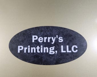 Apartment Number Door Sign - Laser Engraved Acrylic - Black & Grey Marble w/ White Copy Oval Shape Employees Only Way Finding Restroom