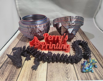 Cosmic Mystery Egg with Colorful Articulated Dragon Toy & Mini - 3D Printed for Dragon Lovers Articulated Crystal Dragons - Three Sizes