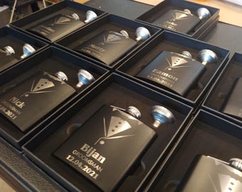 Personalized Laser Engraved Stainless Steel Flask - Groomsmen Gift