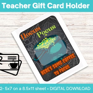 Porte-carte-cadeau de café pour professeur d’Halloween imprimable *Téléchargement numérique* Professeur effrayant