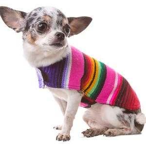 Dog Clothes - Pink Handmade Dog Apparel From Authentic Mexican Blanket. Premium Quality Dog Poncho by Baja Ponchos