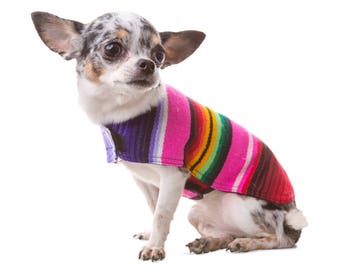 Dog Clothes - Pink Handmade Dog Apparel From Authentic Mexican Blanket. Premium Quality Dog Poncho by Baja Ponchos