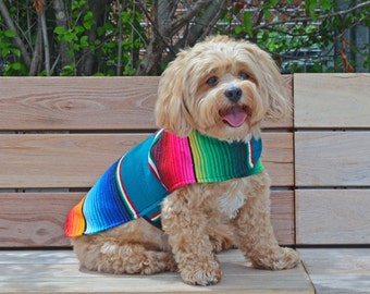 Dog Clothes - Handmade Dog Apparel From Authentic Mexican Blanket. Premium Quality Dog Poncho by Baja Ponchos