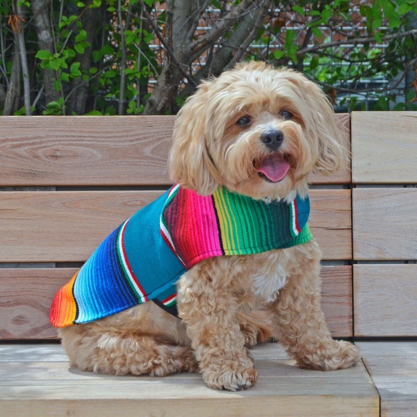 Dog Clothes - Handmade Dog Apparel From Authentic Mexican Blanket. Premium Quality Dog Poncho by Baja Ponchos