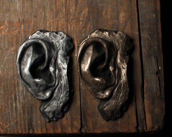 Corpse ear sculpture study. Bronze or aluminium metal powder cast.  Fine art - oddity - curiosity