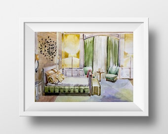 Wall Art Watercolor Blair Waldorf Bedroom Printgossip Girl
