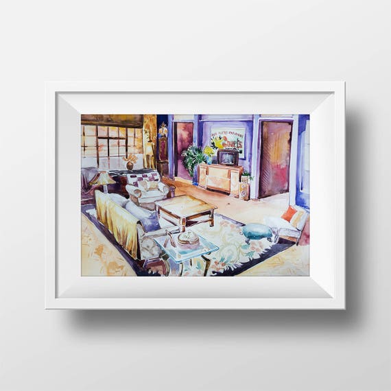 Wall Art Friends Tv Show Monica S Living Room Watercolor Print 90 Sitcom Central Perk Monica Chandler Ross Rachel Joey Phoebe Friends Poster