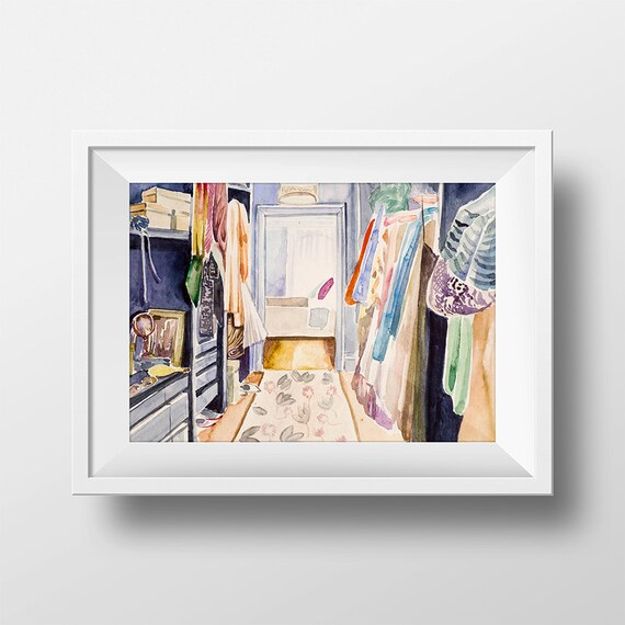Wall Art Watercolor Carrie Bradshaw Wardrobe Printsex And The Etsy