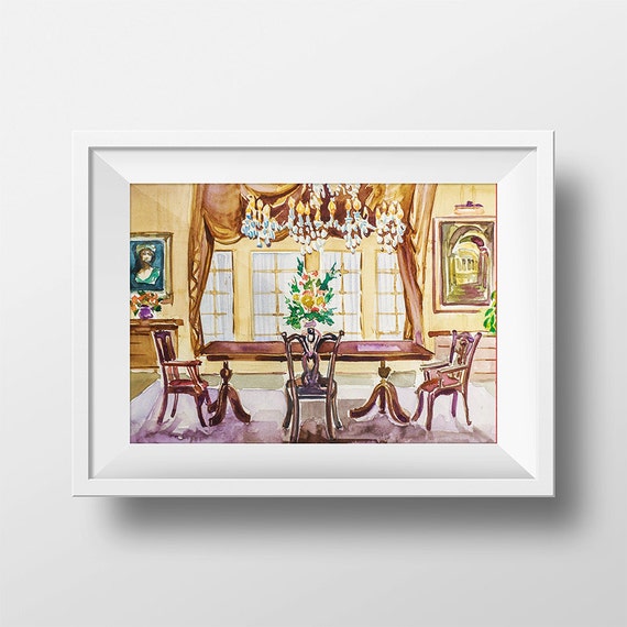 Wand Kunst Aquarell Emily Und Richard Haus Innen Druck Etsy