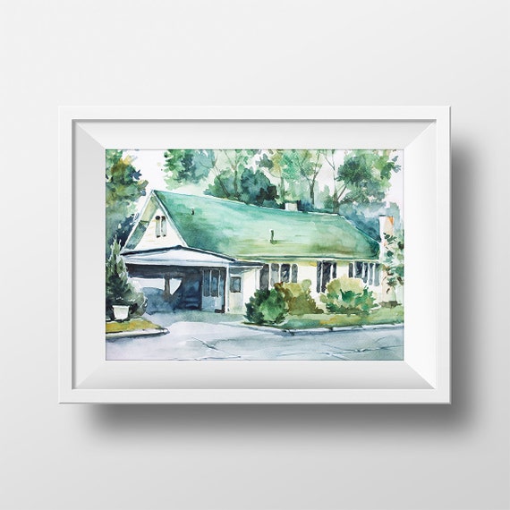 Wall Art Watercolor Donovan House Print The Vampire Diaries Tv Show Poster Salvatore Mansion Printable Tv Series Print Fan Gift Room Decor