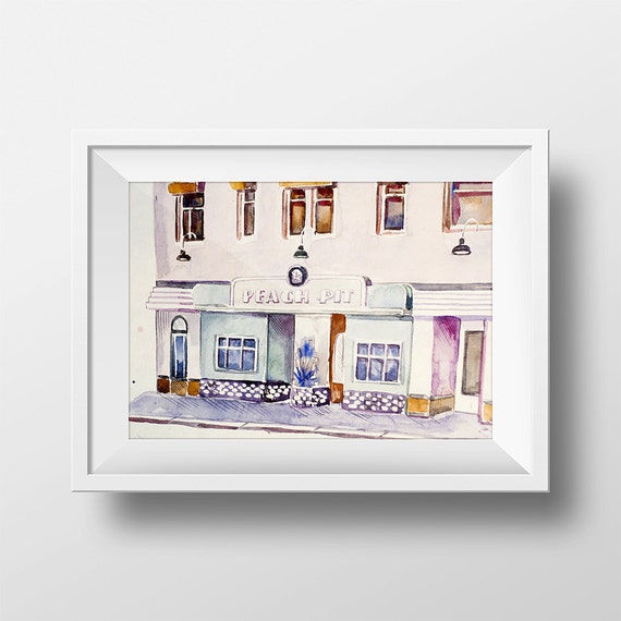 Wall Art Watercolor Peach Pit Printbeverly Hills Etsy Wall Art Watercolor Peach Pit Printbeverly Hills Etsy